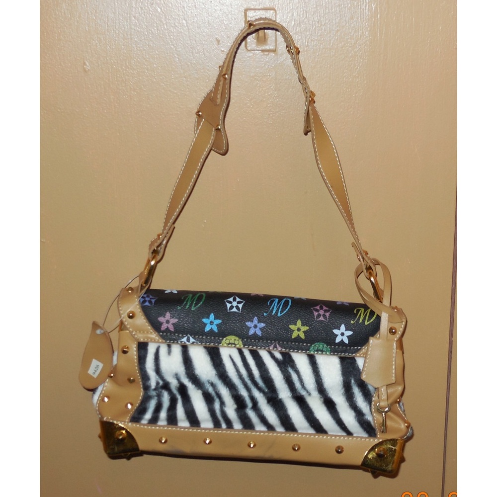 Tan with zebra pattern unbranded shoulder bag purse